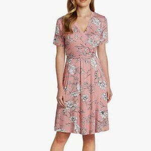 Matty M Women's Wrap Front Short Sleeve Dress